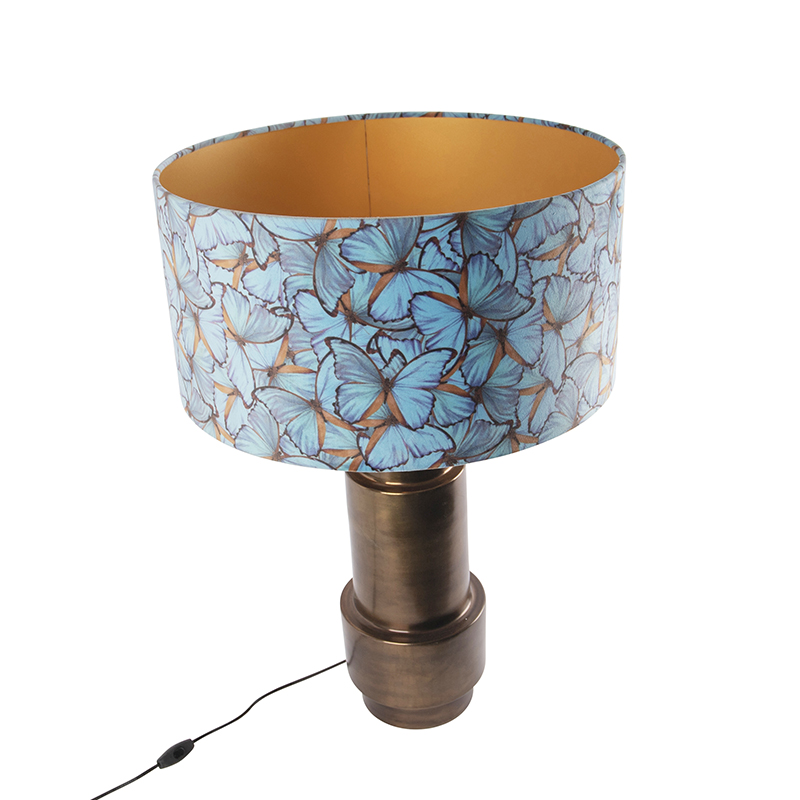 lampe de table bronze avec abat-jour papillon velours 50 cm - bruut