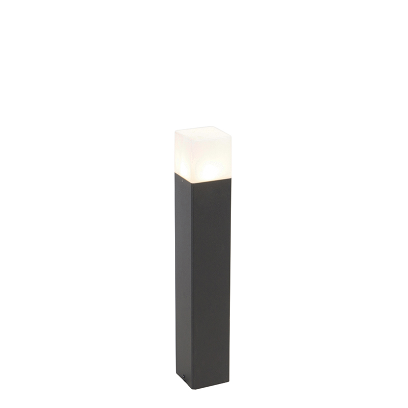 Staande buitenlamp zwart met opaal witte kap 50 cm - Denmark