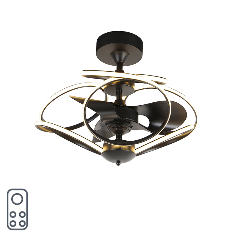 Design plafondventilator zwart met afstandsbediening incl. LED - Kauv Design plafondventilator zwart met afstandsbediening incl. LED - Kauv