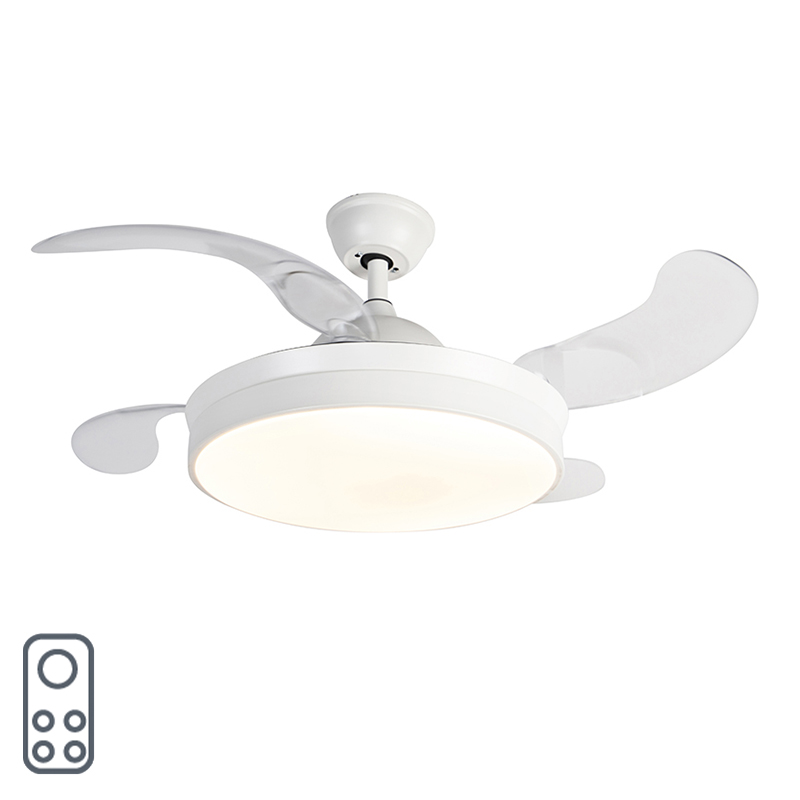 Plafondventilator wit met afstandsbediening incl. LED - Xiro Plafondventilator wit met afstandsbediening incl. LED - Xiro