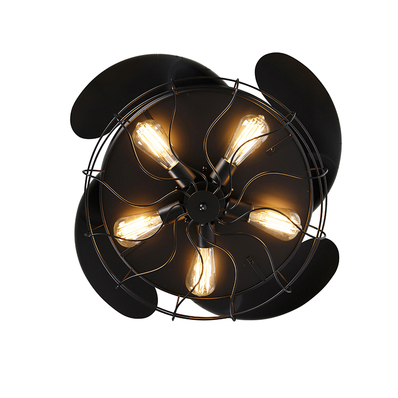 Ventilateur de plafond noir avec télécommande 5 lumières - Gaiola