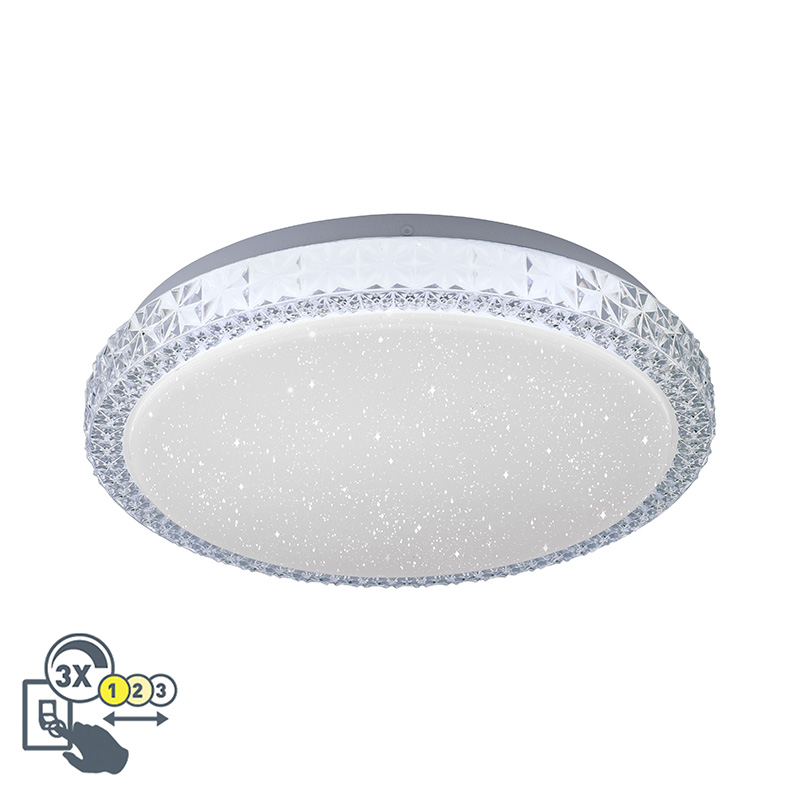Plafonnière wit 30 cm incl. LED dimbaar met sterrenhemel - Jona Plafonnière wit 30 cm incl. LED dimbaar met sterrenhemel - Jona