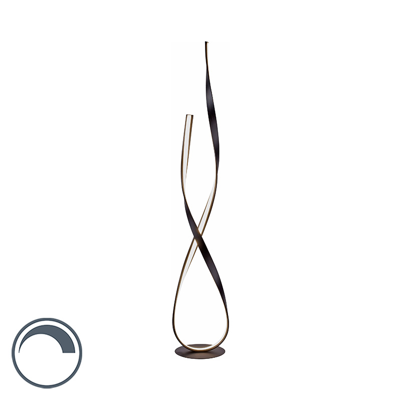 Dizajnová stojaca lampa hnedá vrátane LED a stmievača - Belinda Dizajnová stojaca lampa hnedá vrátane LED a stmievača - Belinda