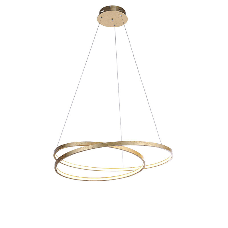Levně Designová závěsná lampa zlatá 72 cm včetně LED stmívatelné - Rowan