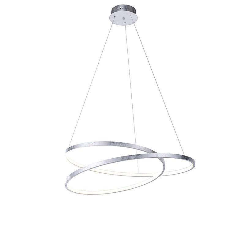 Designerska lampa wisząca srebrna 72 cm z ściemnianą diodą LED - Rowan