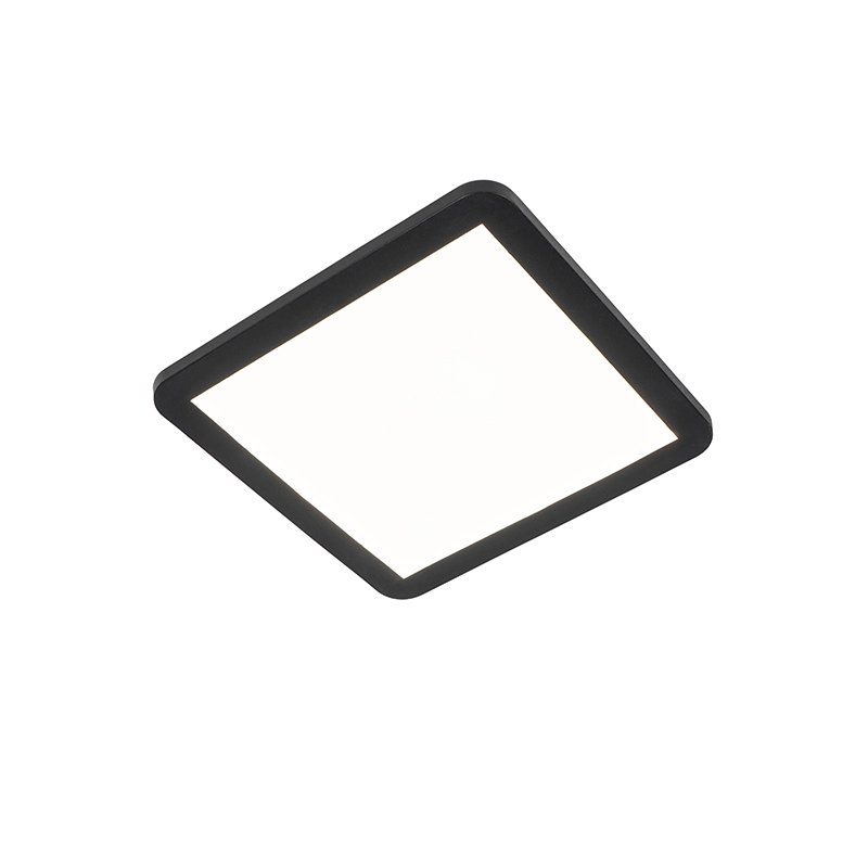 Image of Plafoniera quadrata nera 30cm dimmerabile a LED 3 stati IP44 - STEVE