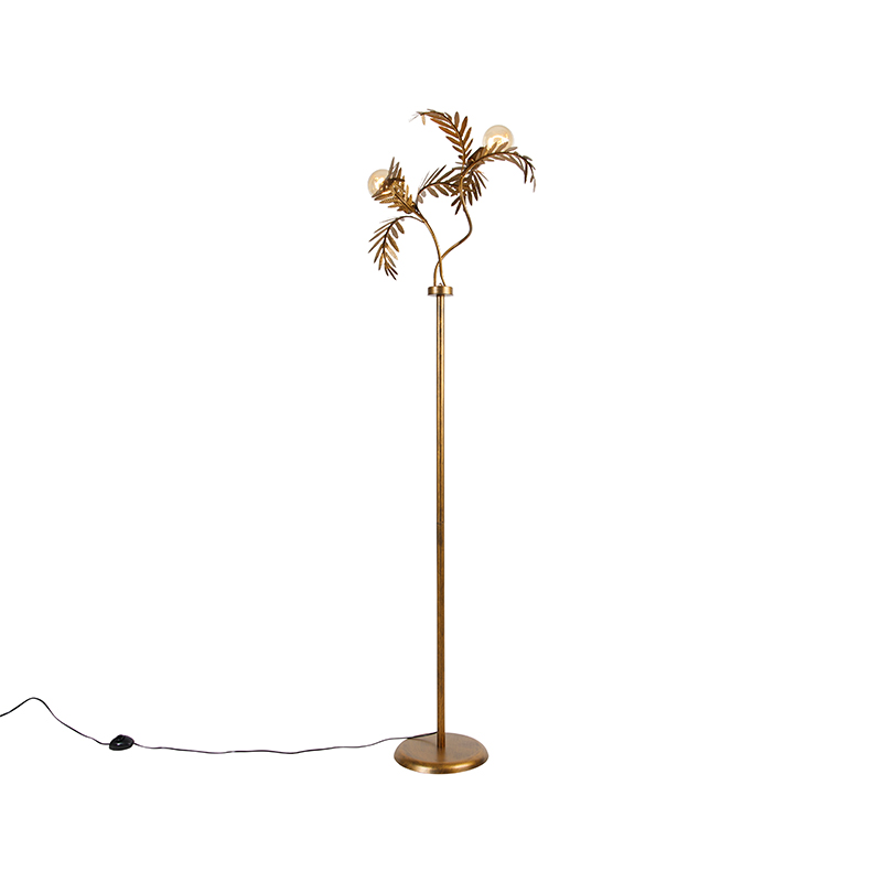 Vintage stojaca lampa zlatá 187 cm 2-svetlo - Botanica