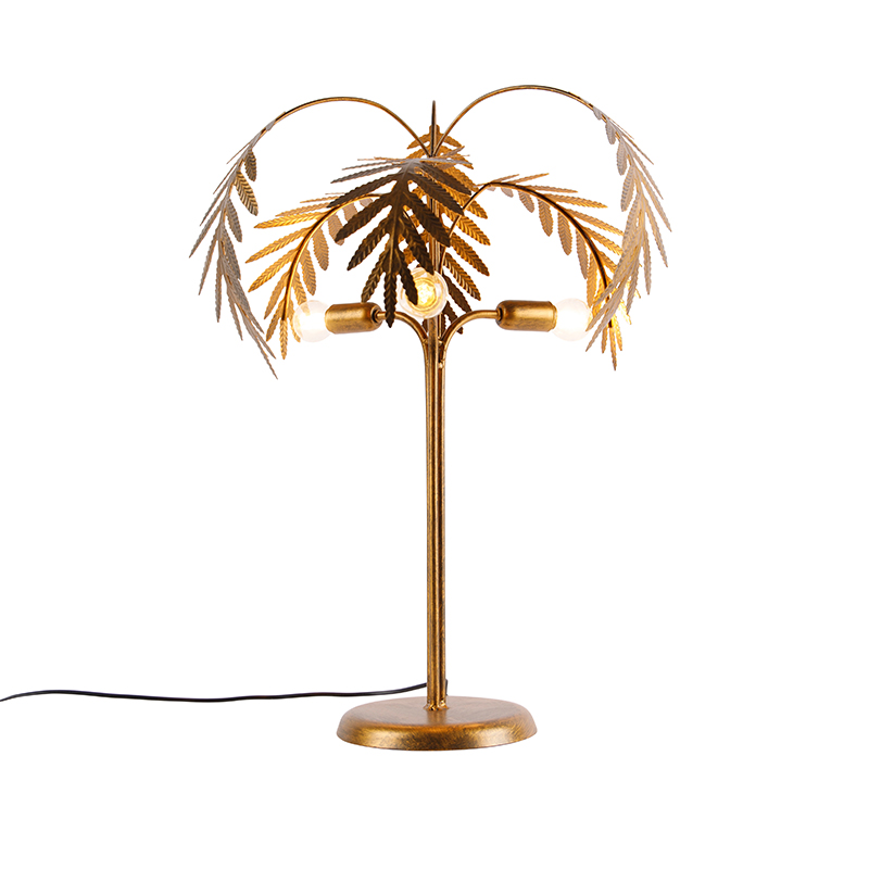 Art Deco tafellamp goud 3-lichts - Botanica