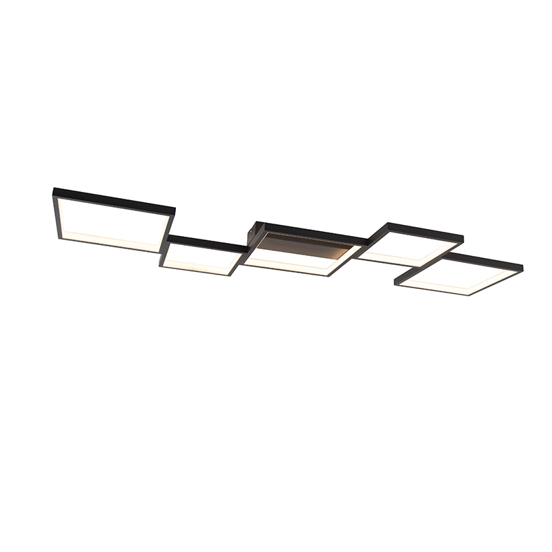 Plafonnière zwart 5-lichts incl. LED dimbaar - Lejo Plafonnière zwart 5-lichts incl. LED dimbaar - Lejo
