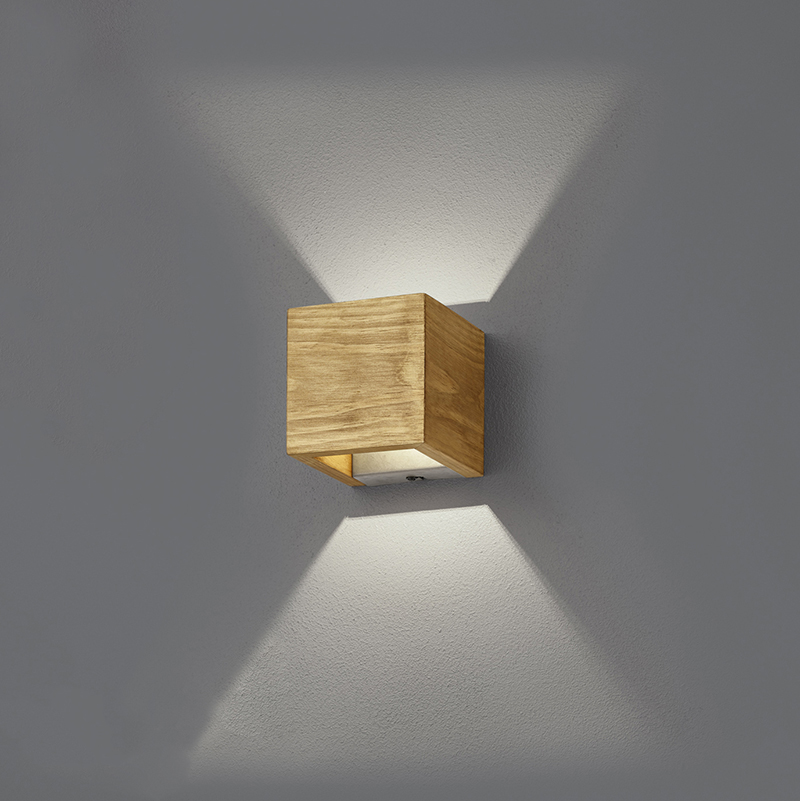 Landelijke wandlamp hout 11 cm incl. LED dimbaar - Linc Landelijke wandlamp hout 11 cm incl. LED dimbaar - Linc