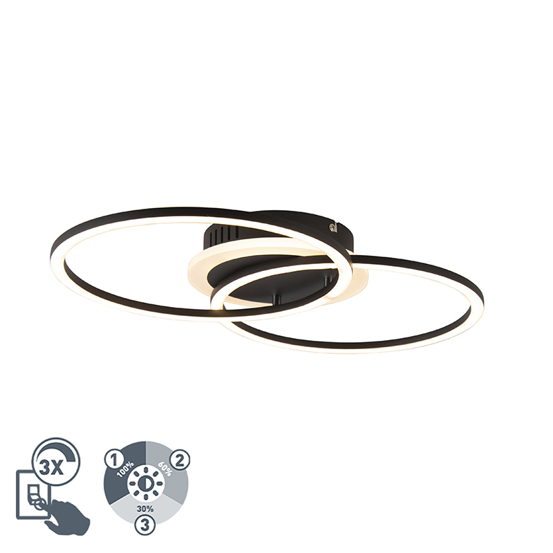 Design plafondlamp zwart incl. LED 3-staps dimbaar - Veni Design plafondlamp zwart incl. LED 3-staps dimbaar - Veni