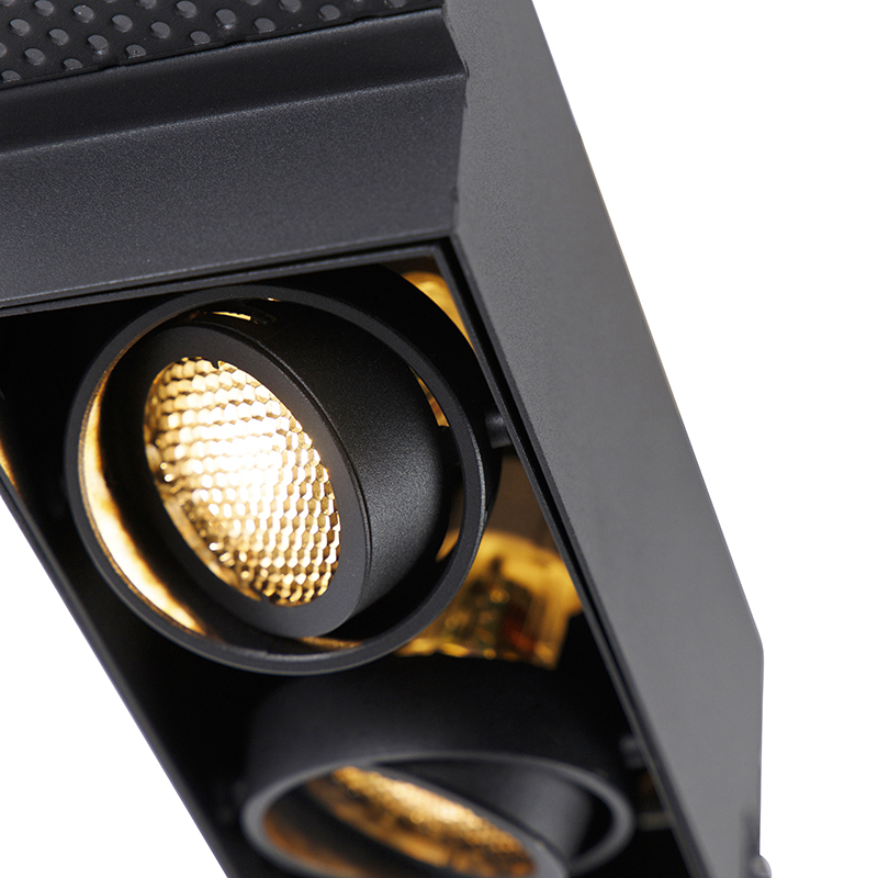 Set of 6 Recessed Spotlights Black Adjustable Trimless 2-Lights - Oneon Honey