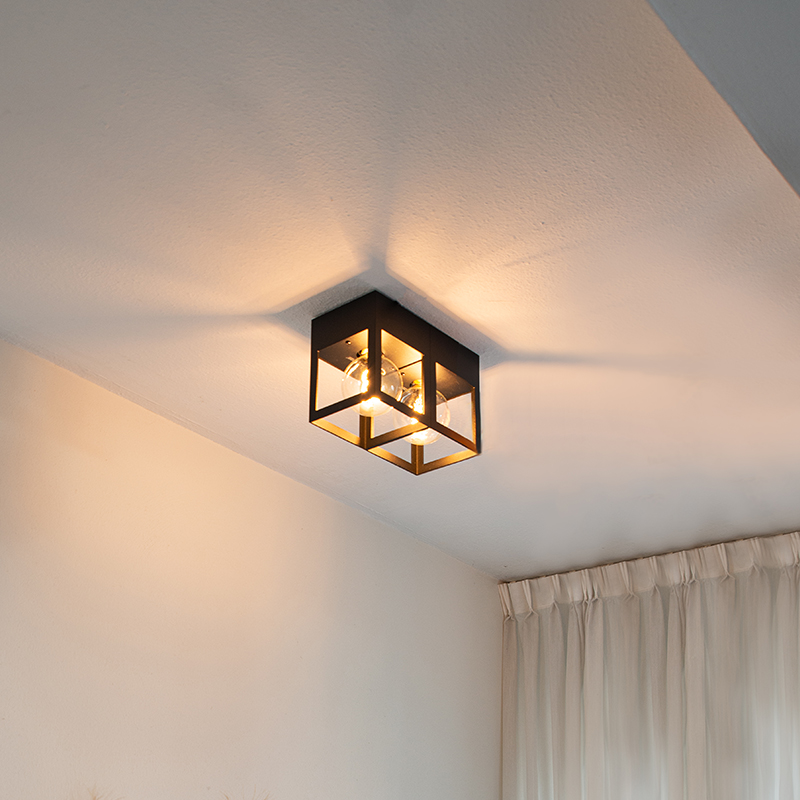 Moderne plafondlamp zwart 2-lichts - Cela Moderne plafondlamp zwart 2-lichts - Cela