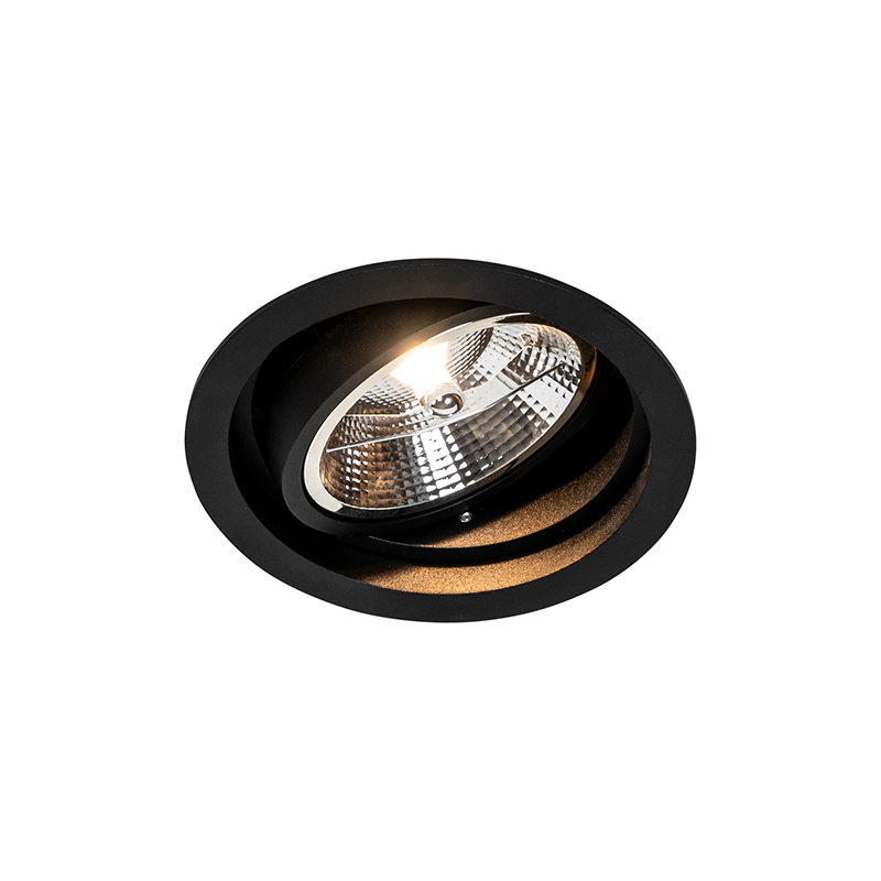 Okrúhly zapustený reflektor čierny nastaviteľný - Chuck 111