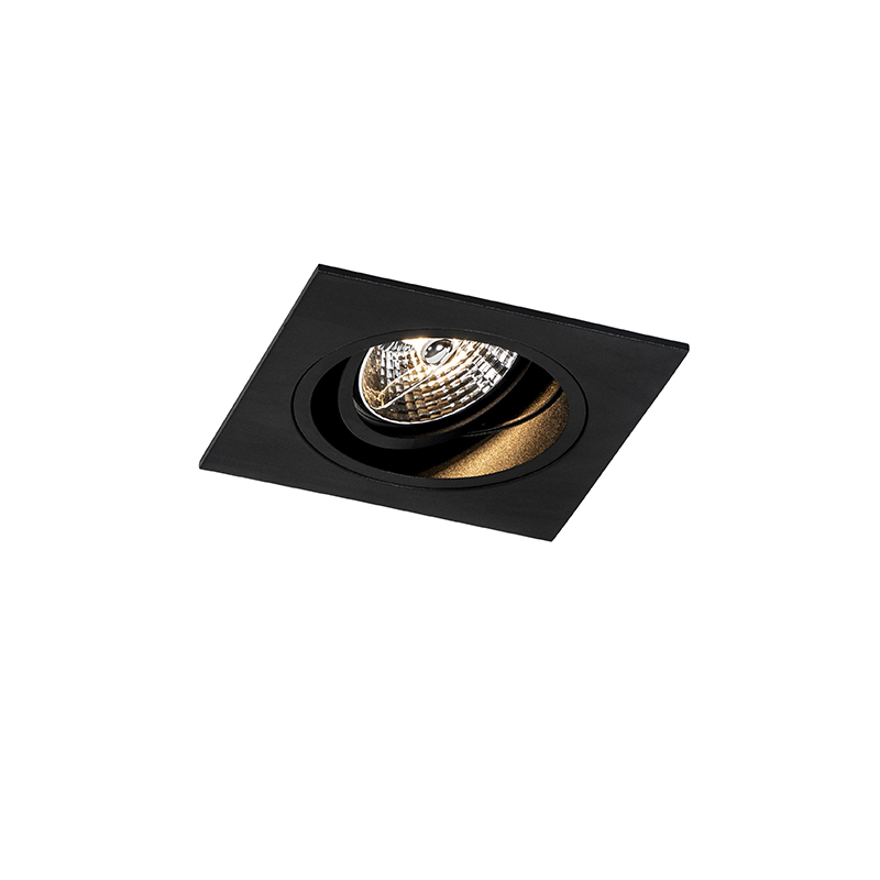 Set of 6 Modern Recessed Spotlight Black Adjustable - Chuck 70
