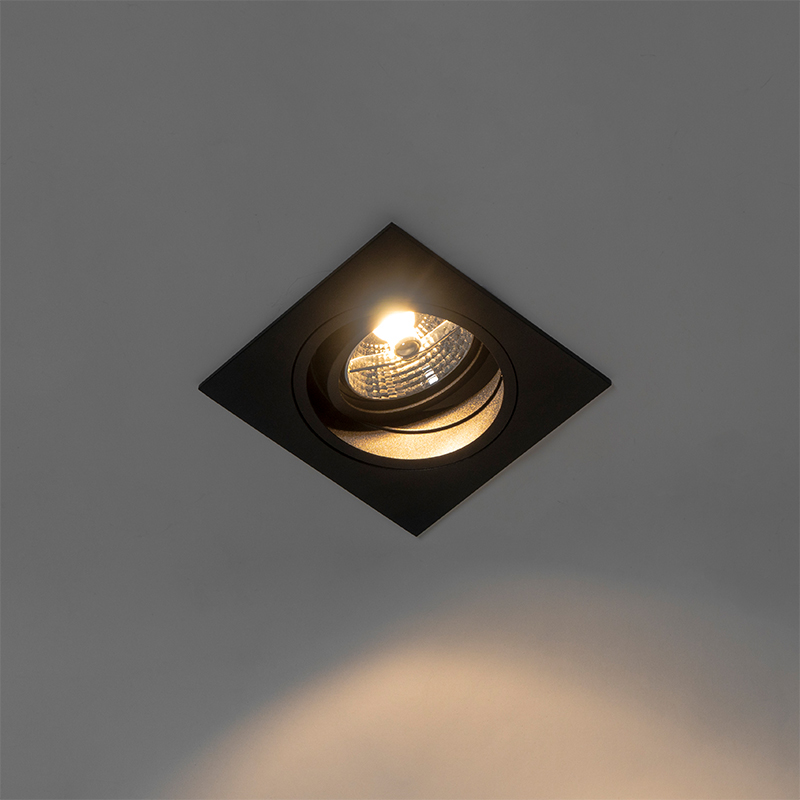 Set of 6 Modern Recessed Spotlight Black Adjustable - Chuck 70