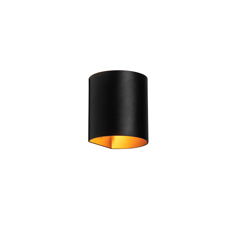 Modern fali lámpa fekete sárgaréz - Sabbio