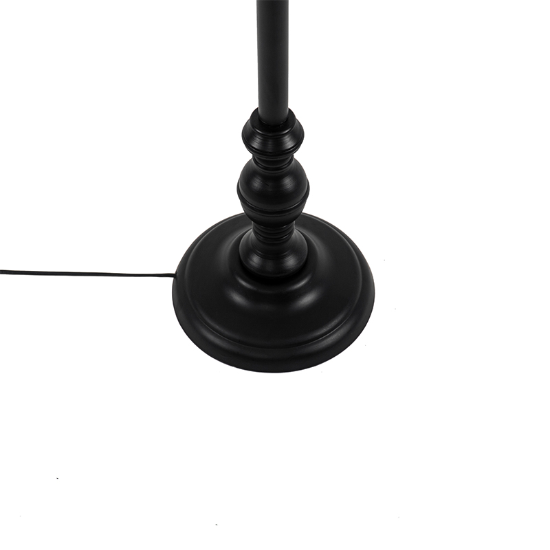 QAZQA Lampada Da Terra Con Paralume Classico - Classico - Legno,Acciaio,Tessuto - Nero - Oblungo Max. 1 X Watt 17 Lampada da terra classica nera - Classico
