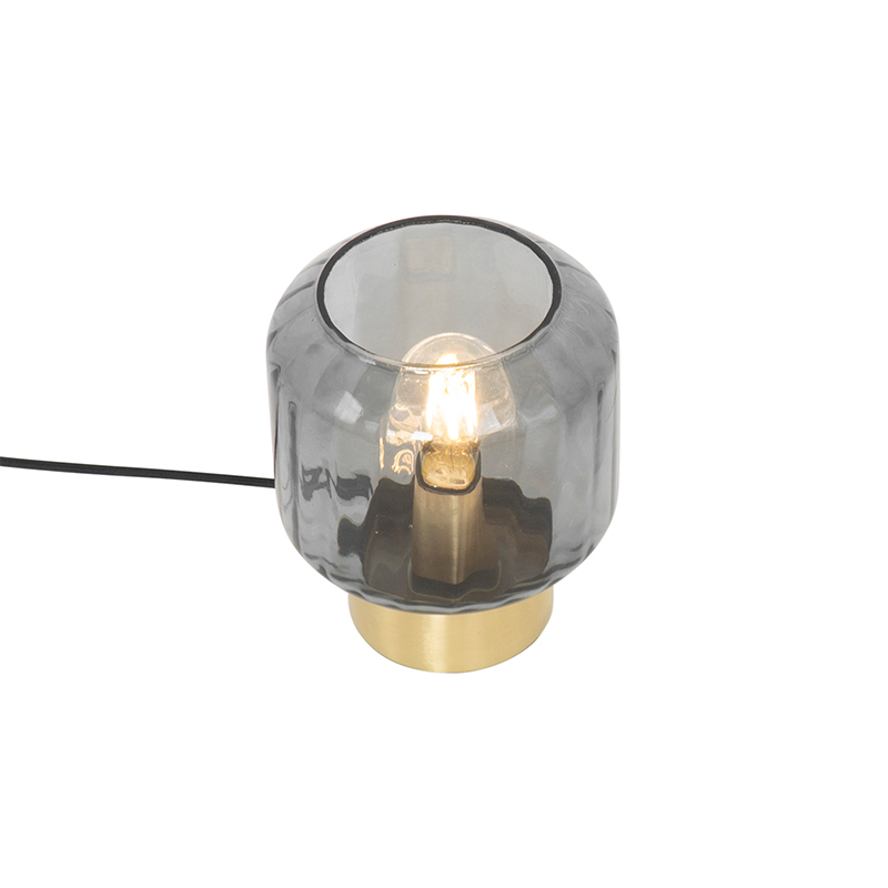 lampe de table design en laiton avec verre fumé - stiklo