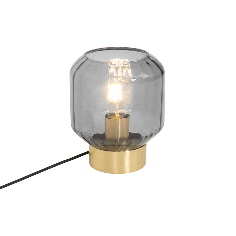 lampe de table design en laiton avec verre fumé - stiklo