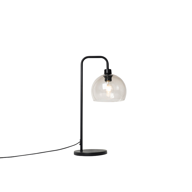 Lampada da tavolo moderna nera con paralume fumé - Maly