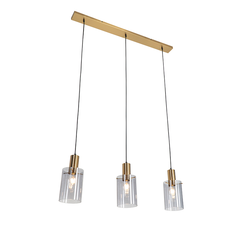 Závesná lampa mosadzná s dymovým sklom 3-svetlá - Vidra