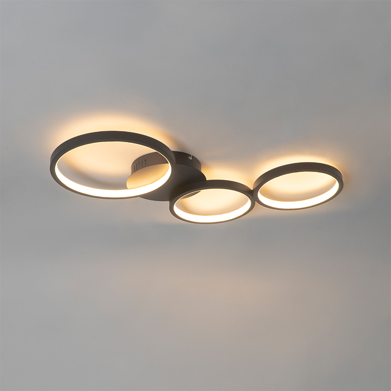 Deckenleuchte schwarz inkl. LED 3-stufig dimmbar 3-Licht - Pande