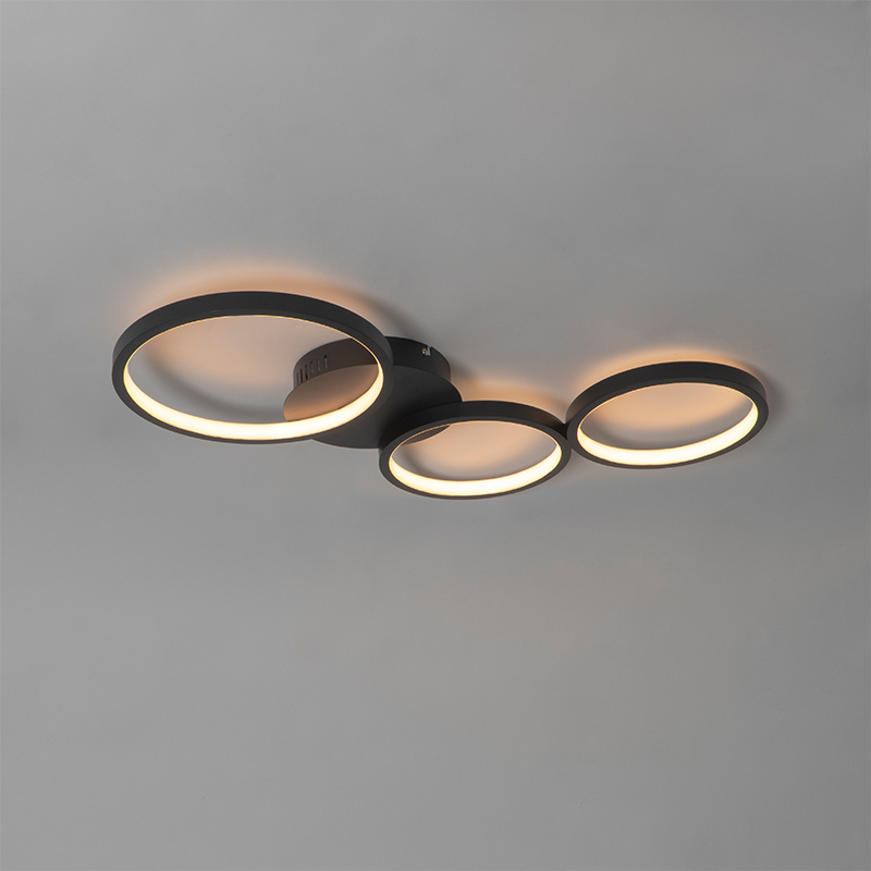 Deckenleuchte schwarz inkl. LED 3-stufig dimmbar 3-Licht - Pande