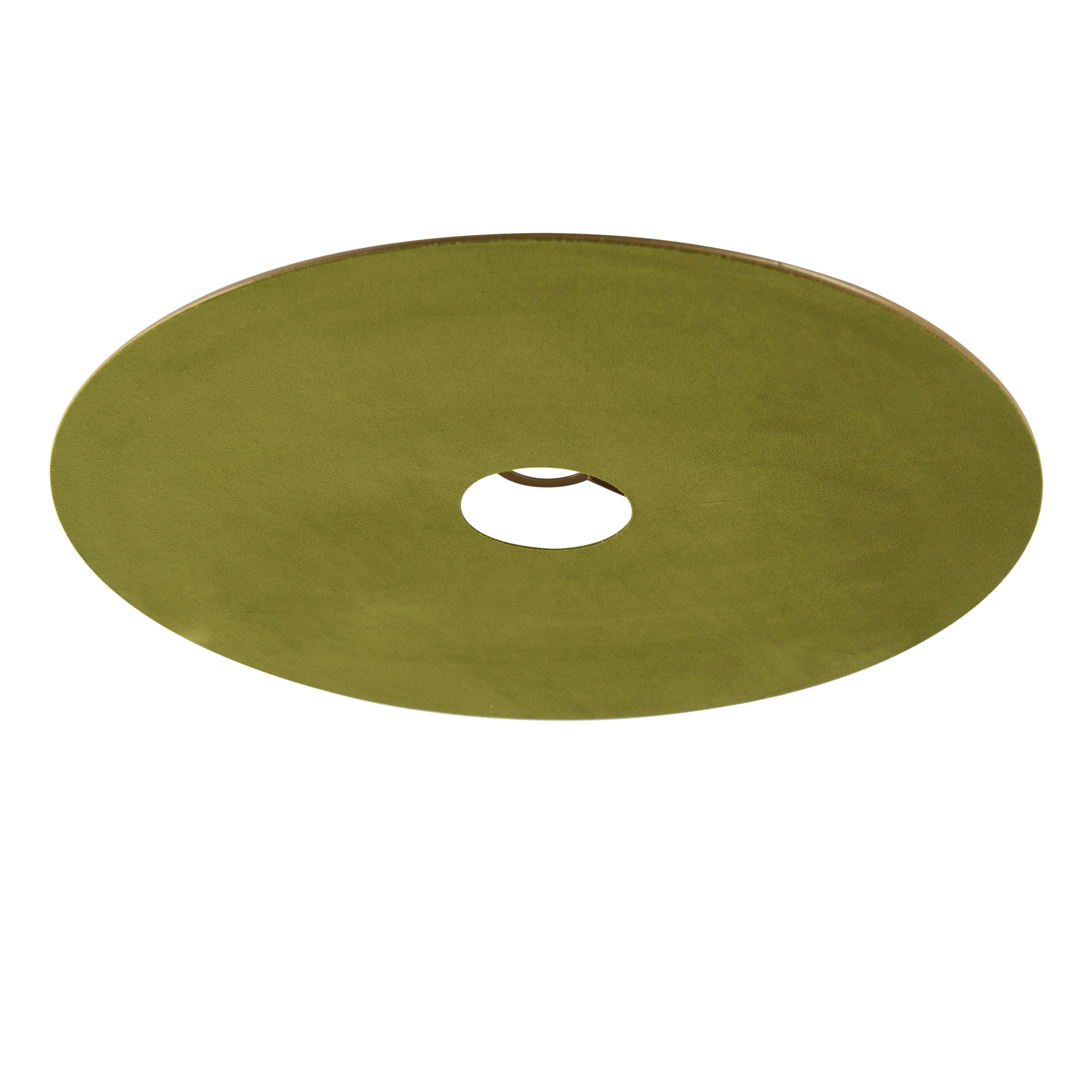 Abat-jour plat en velours vert avec or 45 cm