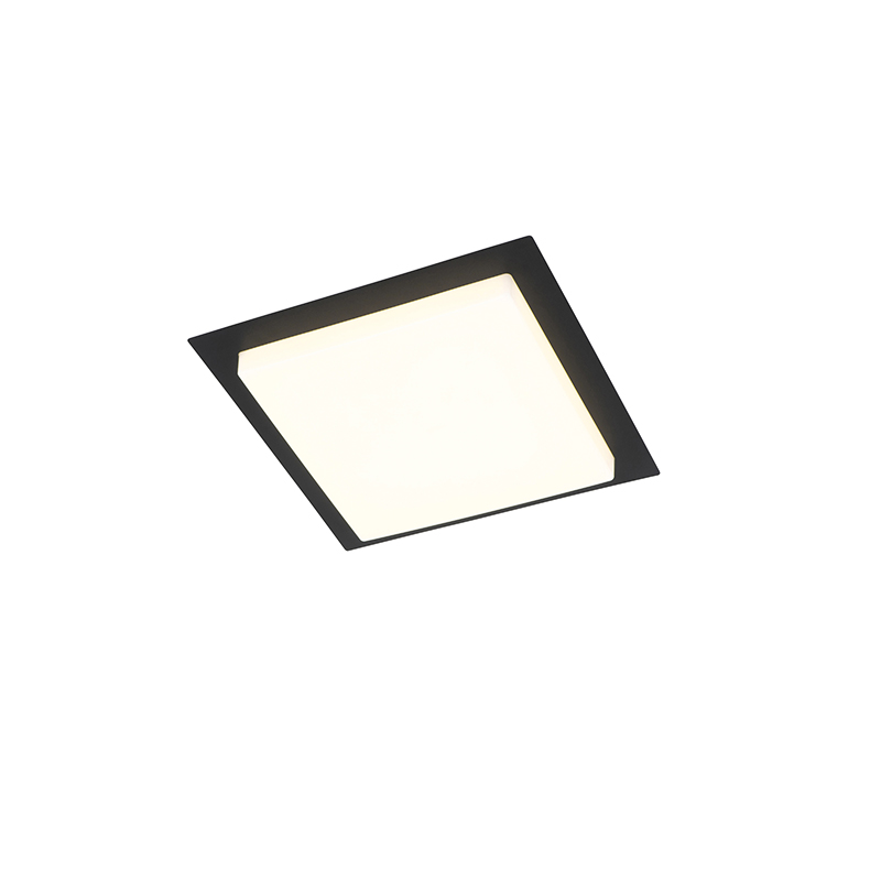Moderne plafondlamp zwart vierkant incl. LED IP44 - Lys Moderne plafondlamp zwart vierkant incl. LED IP44 - Lys