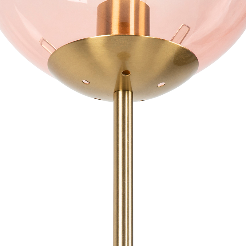 lampadaire art déco en laiton avec verre rose - pallon mezzi