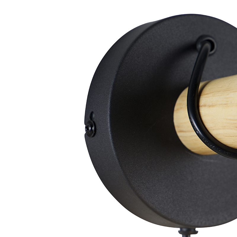 Rustic Wall Light Black with Wood - Dami Frame