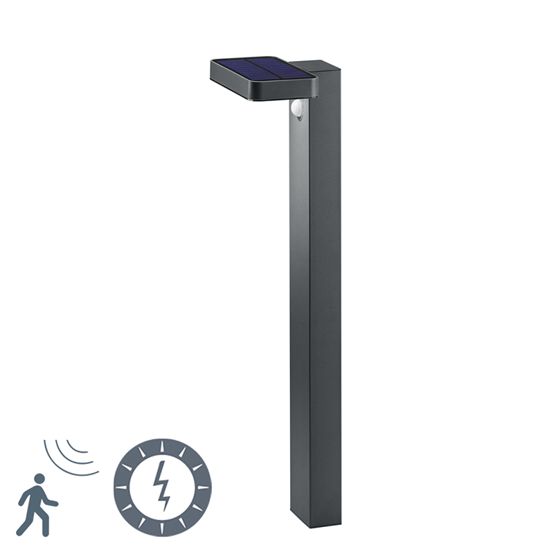 Staande buitenlamp antraciet met bewegingssensor op solar - Esqu Staande buitenlamp antraciet met bewegingssensor op solar - Esqu