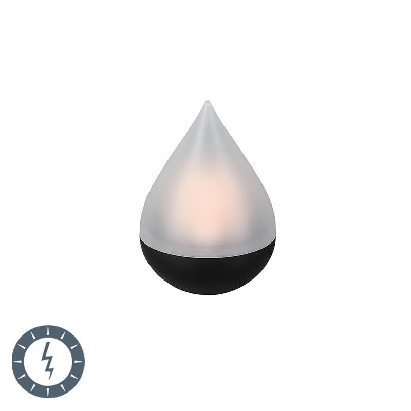 Tafellamp zwart met flame effect incl. LED op solar IP44 - Calero Tafellamp zwart met flame effect incl. LED op solar IP44 - Calero