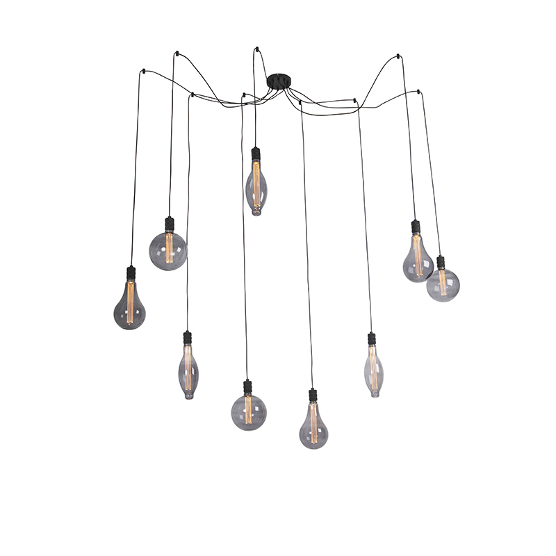 Hanglamp smoke glass incl. 9 lichtbronnen dimbaar - Cavalux Hanglamp smoke glass incl. 9 lichtbronnen dimbaar - Cavalux
