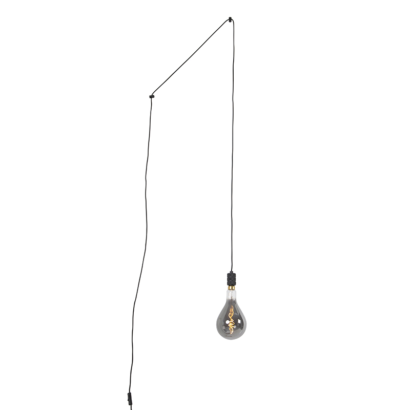 Lampă suspendată neagră cu mufă, inclusiv lampă A165 reglabilă - Cavalux
