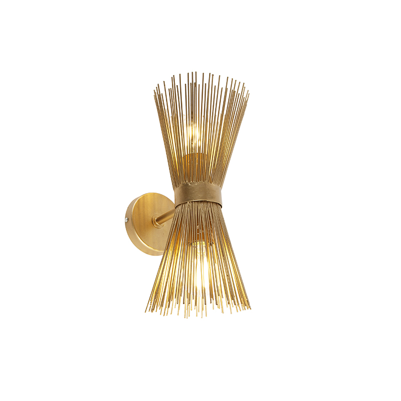 Art Deco wandlamp goud 2-lichts - Broom