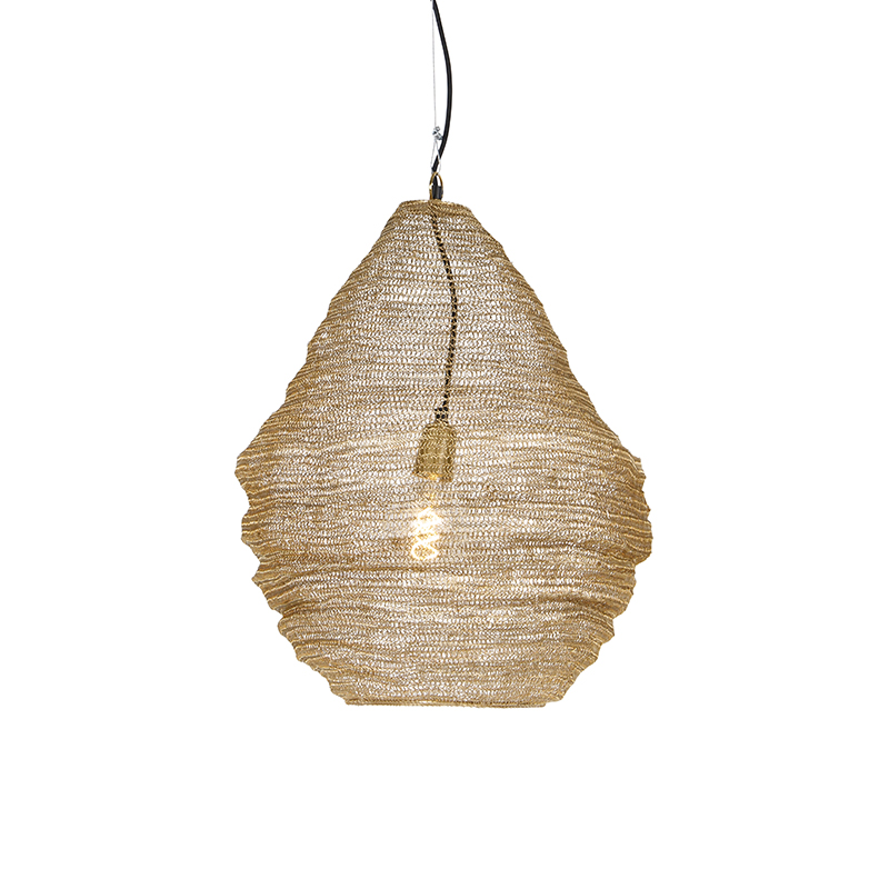 Orientalna lampa wisząca złota 45 cm - Nidum