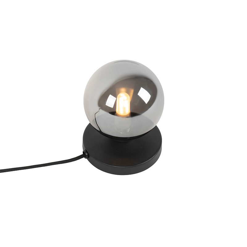 Lampada da tavolo moderna nera con vetro fumé - Athens