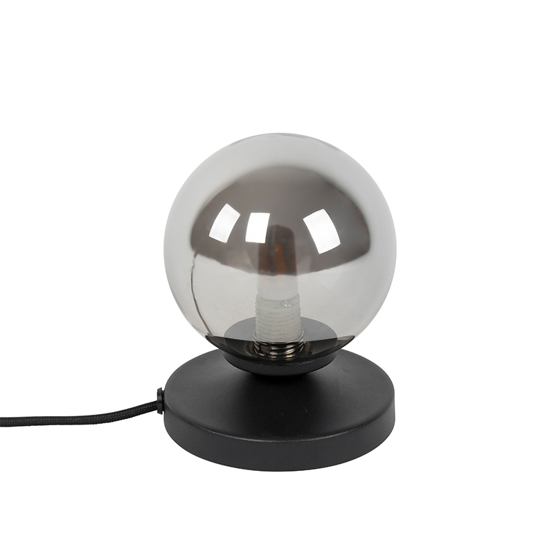 Lampada da tavolo moderna nera con vetro fumé - Athens
