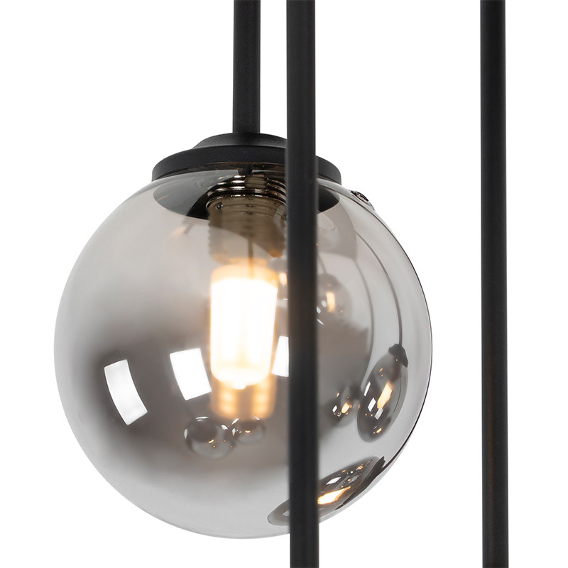 Modern Ceiling Light Black 9-Light with Smoke Glass - Athens