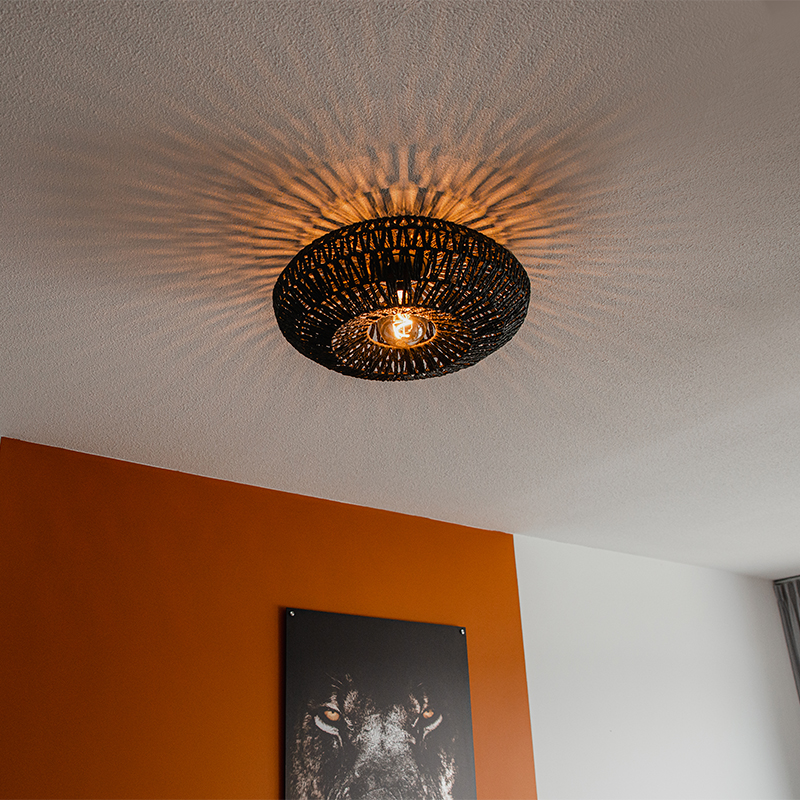Retro plafondlamp zwart 50 cm - Lina Retro plafondlamp zwart 50 cm - Lina