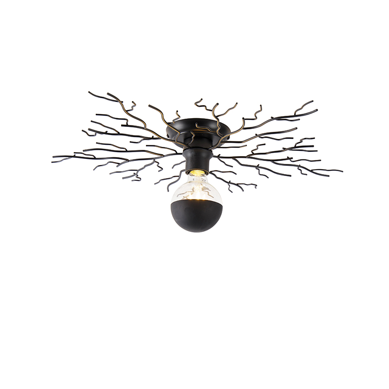 Vidiecke stropné svietidlo čierne 60 cm - lesné