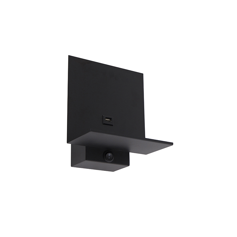 Moderná nástenná lampa čierna vrátane USB pripojenia - Flero