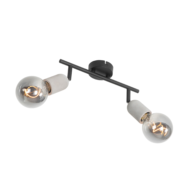 Priemyselné bodové svetlo čierne s betónom 2-žiarovkové - Pedra