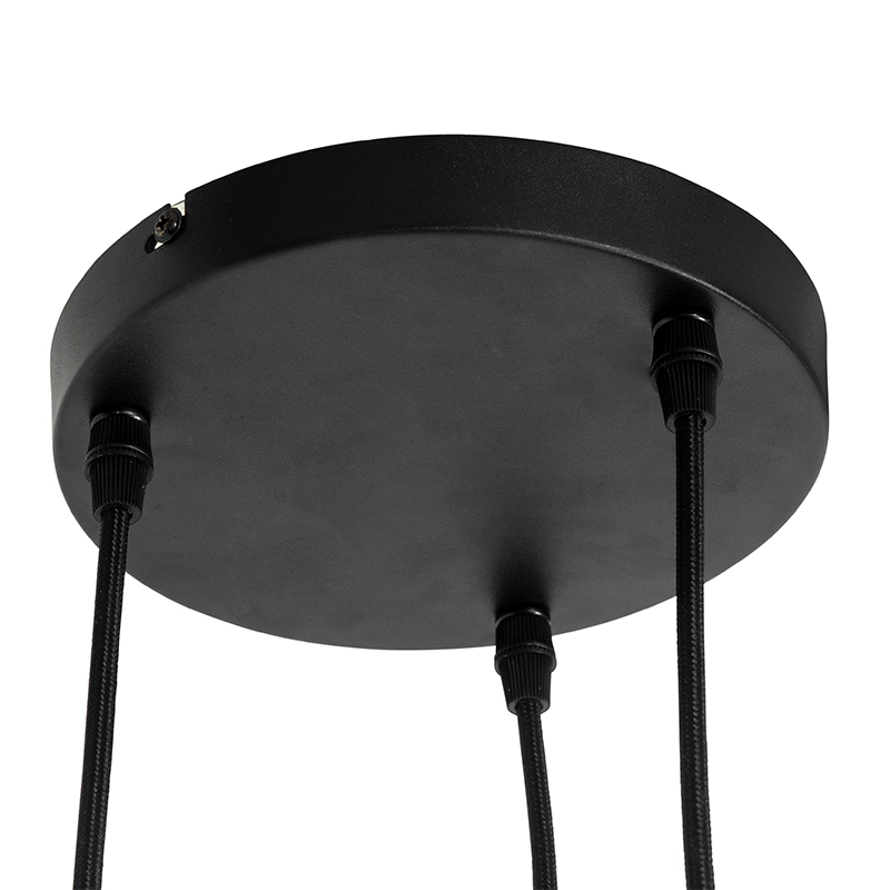 Lámpara colgante industrial negra con hormigón redonda 3 luces - Pedra
