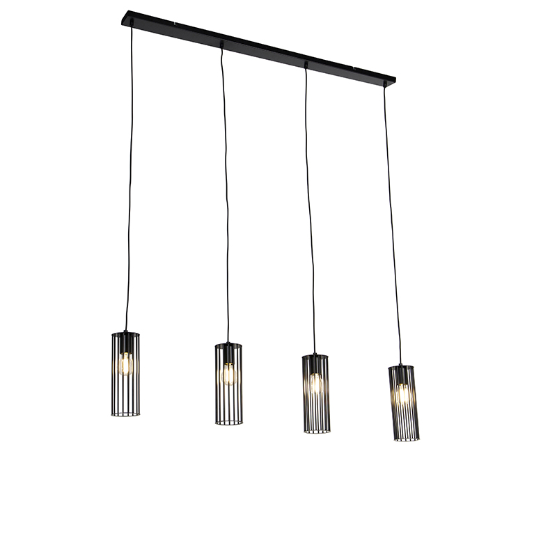 Moderne hanglamp zwart 4-lichts - Balenco Wazo