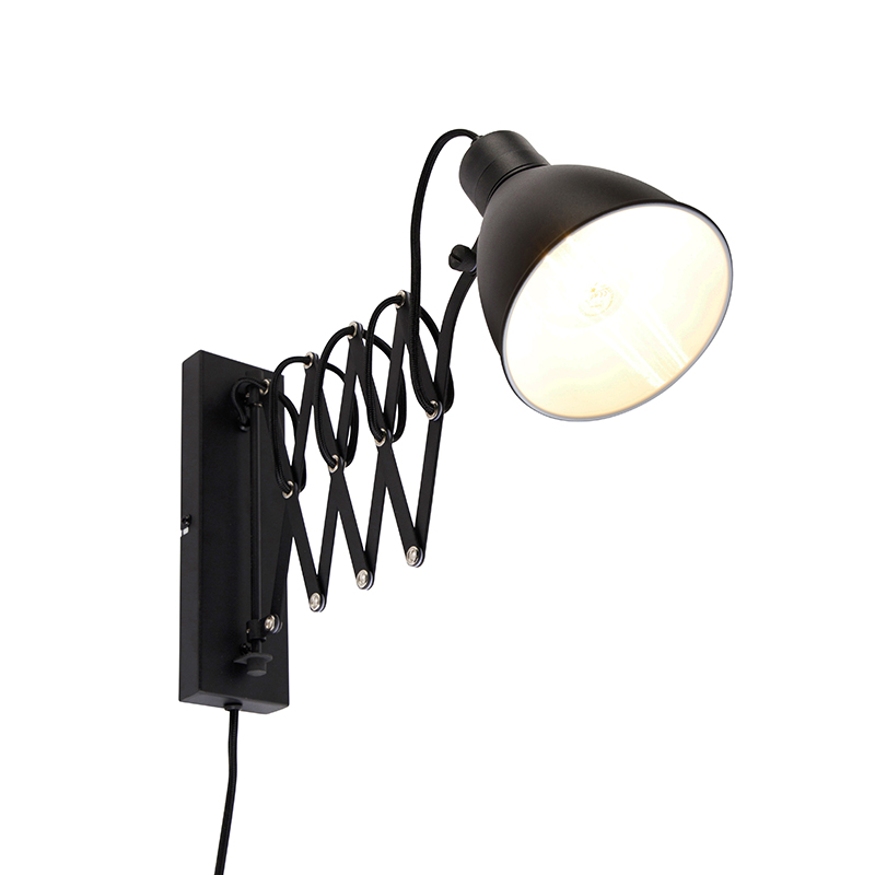 Industriële wandlamp zwart verstelbaar Merle