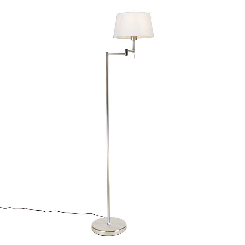 lampadaire classique en acier avec abat-jour blanc réglable - ladas