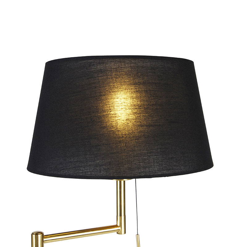 Modern brass floor lamp with black shade - Ilse